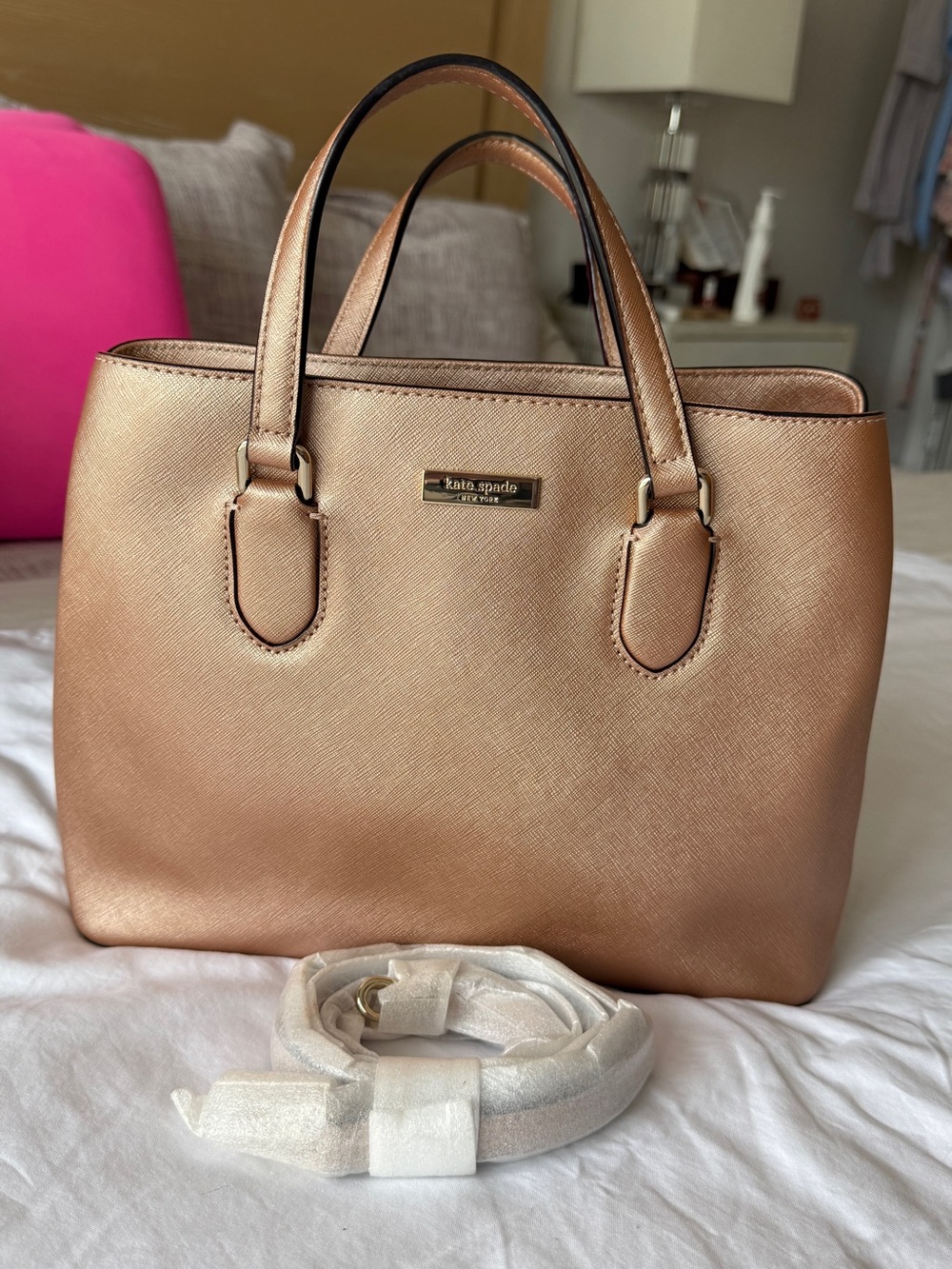 kate spade Rose Gold Saffiano-Style Top-Handle Satchel
